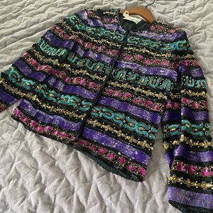 Vintage full beaded silk blazer - one of a kind